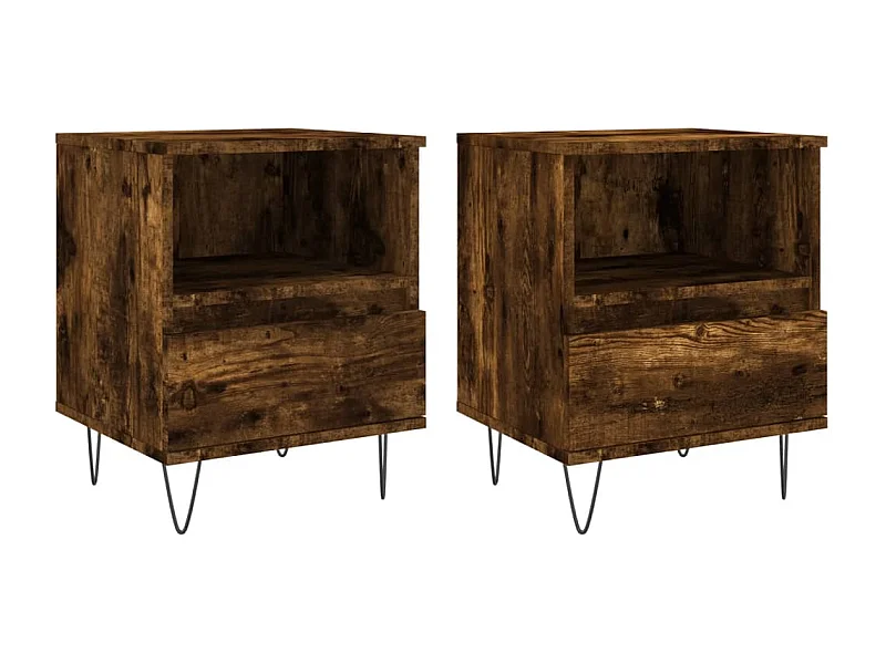 Hulst  Nachtkastjes 2 st 40x35x50 cm bewerkt hout gerookt eikenkleurig