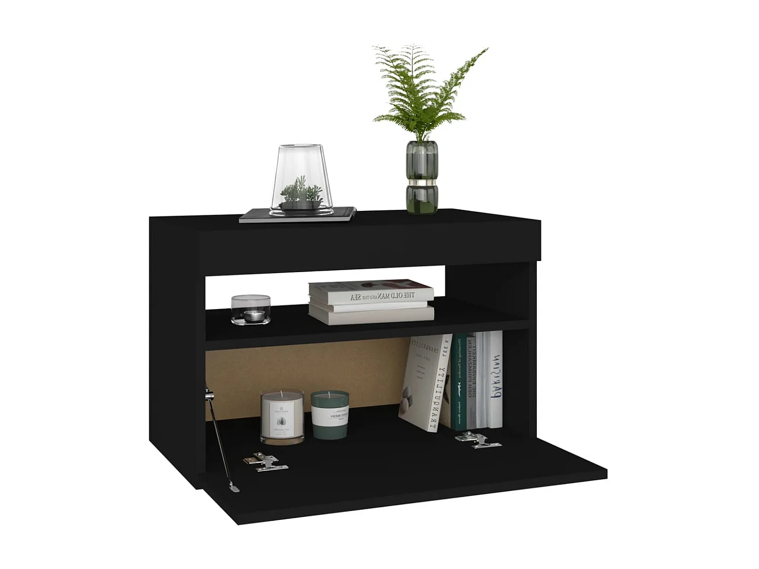 Beeville  Table de chevet avec lumières LED noir 60x35x40 cm