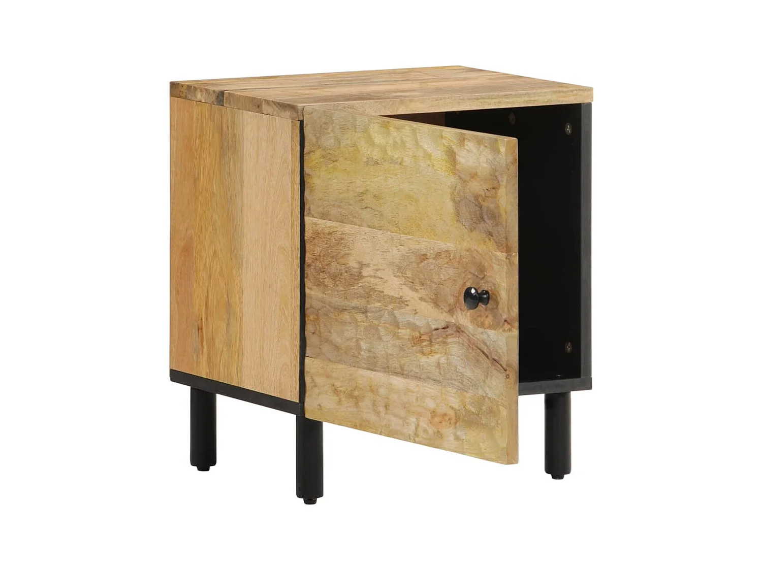 Maija  Comodino 40x33x46 cm in Legno Massello di Mango