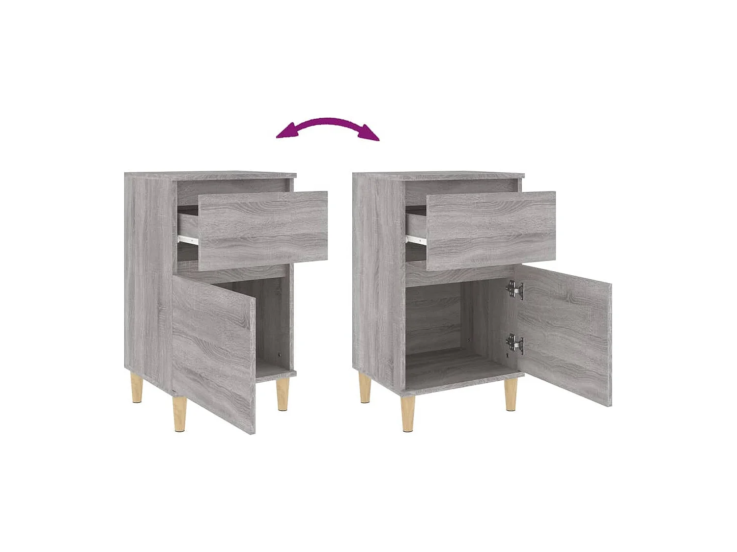 Bellevue  Table de chevet sonoma gris 40x35x70 cm