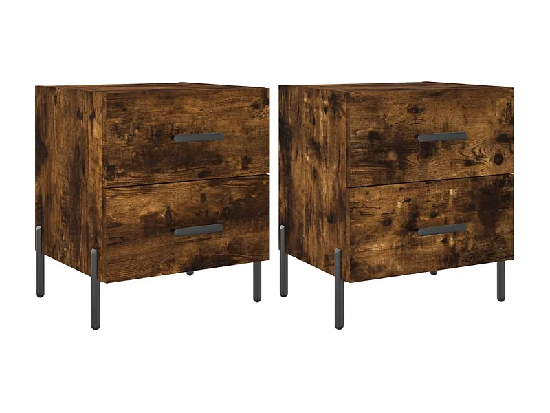 Mikael  Tables de chevet 2pcs chêne fumé 40x35x47,5cm bois d’ingénierie