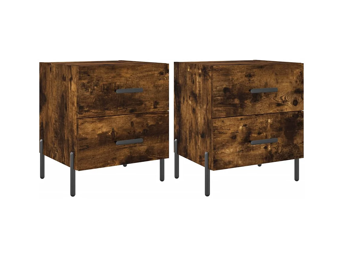 Mikael  Tables de chevet 2pcs chêne fumé 40x35x47,5cm bois d’ingénierie