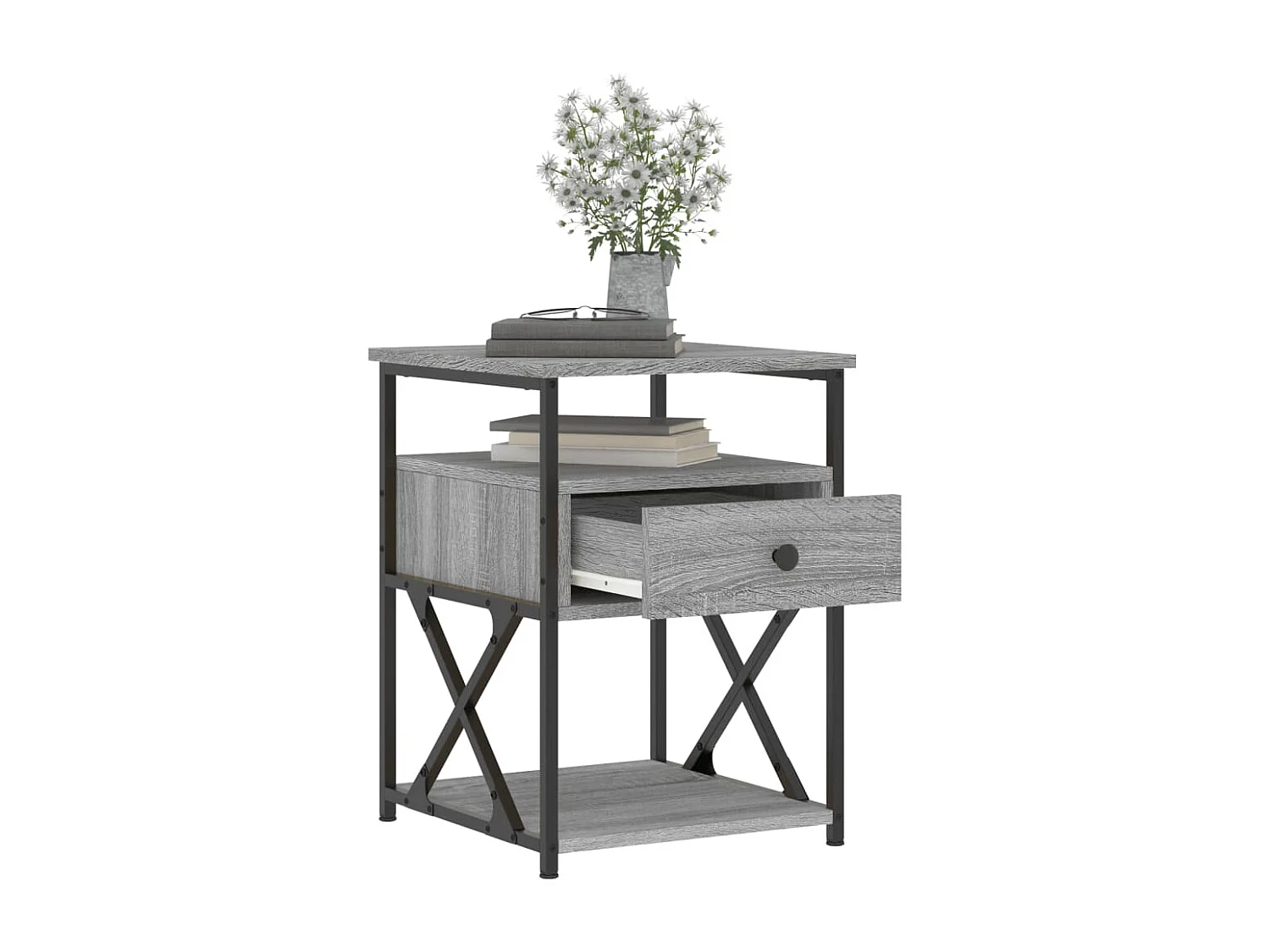 Eufaula  Comodino Grigio Sonoma 40x42x55 cm in Legno Multistrato