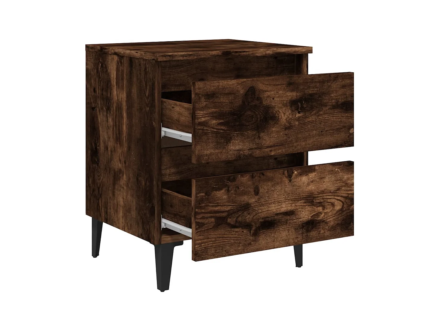 Orvieto  Tables de chevet pieds en métal 2 pcs Chêne fumé 40x35x50 cm