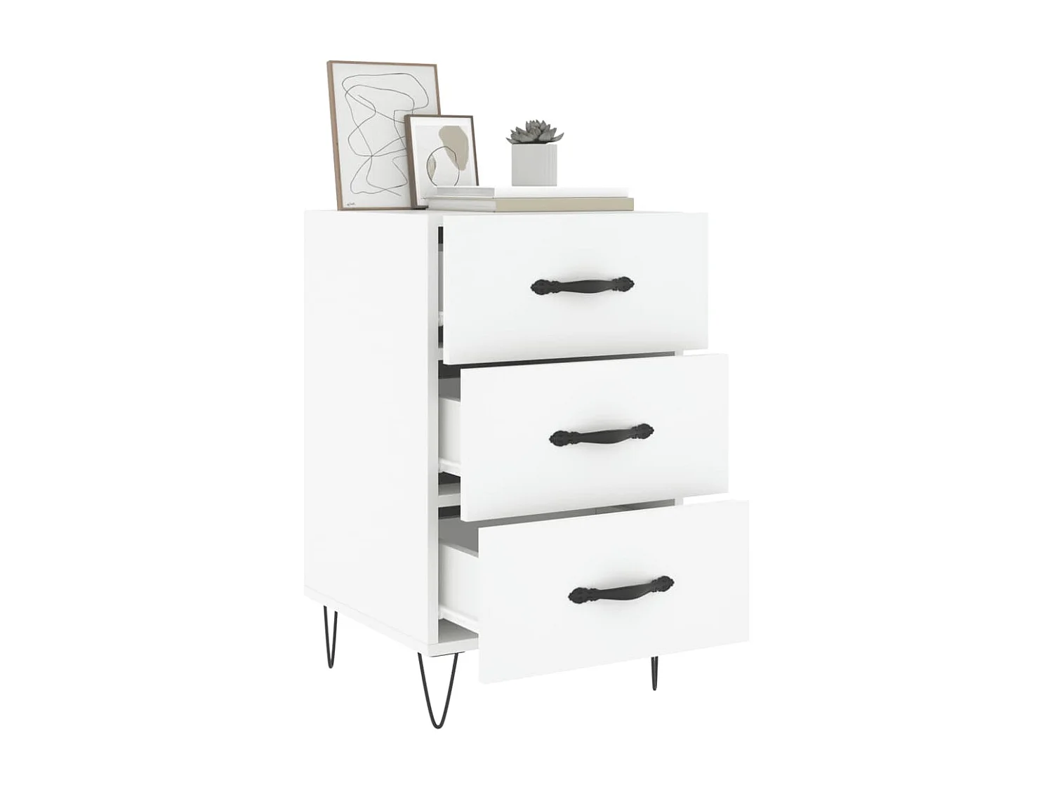 Cumming  Nachtkastje 40x40x66 cm bewerkt hout wit