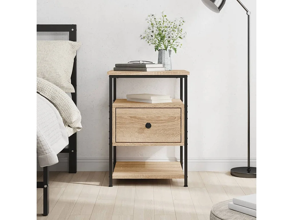 Lysli  Table de chevet chêne sonoma 40x42x56 cm bois d'ingénierie