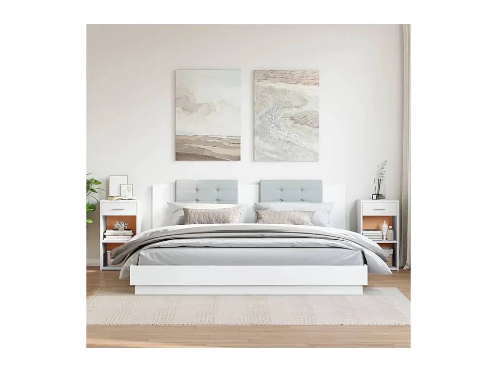 Ragna  Tables de chevet 2 pcs blanc 35x34x65 cm bois d'ingénierie