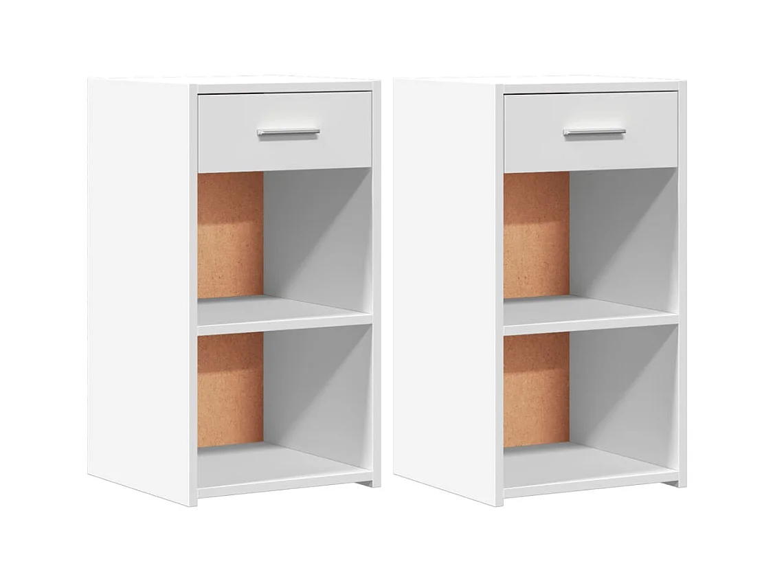 Ragna  Tables de chevet 2 pcs blanc 35x34x65 cm bois d'ingénierie