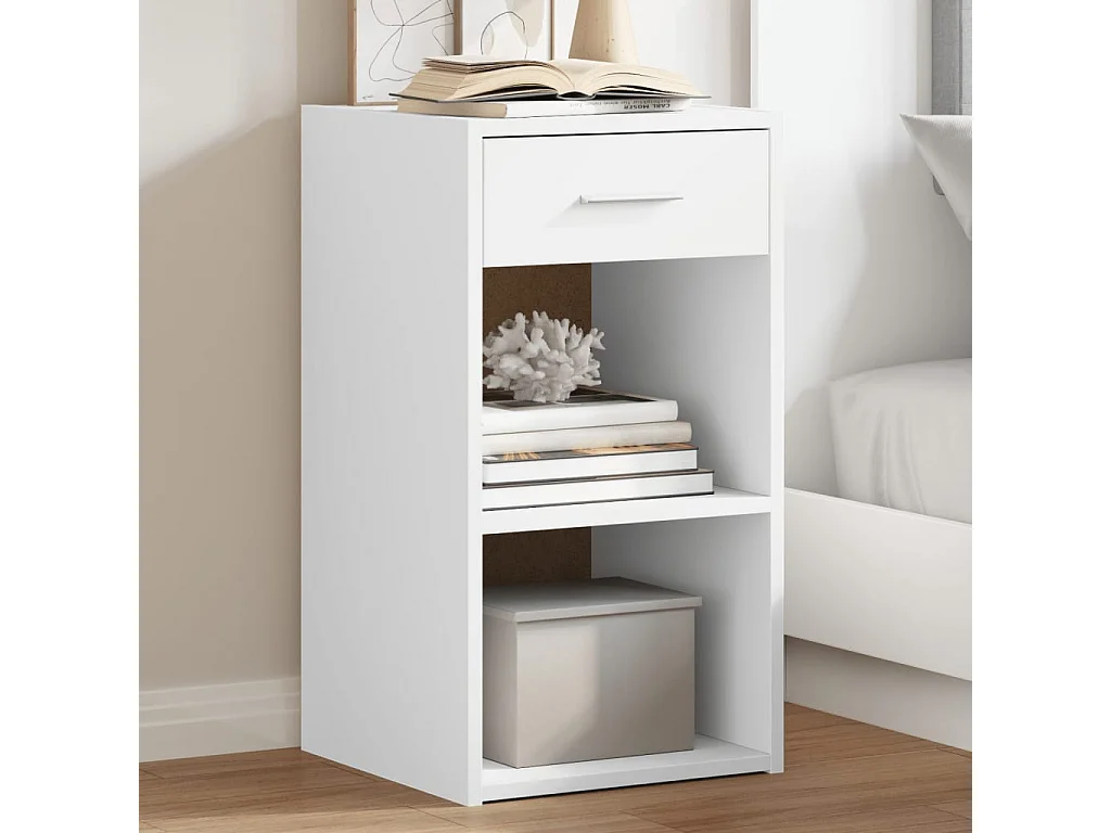 Ragna  Tables de chevet 2 pcs blanc 35x34x65 cm bois d'ingénierie