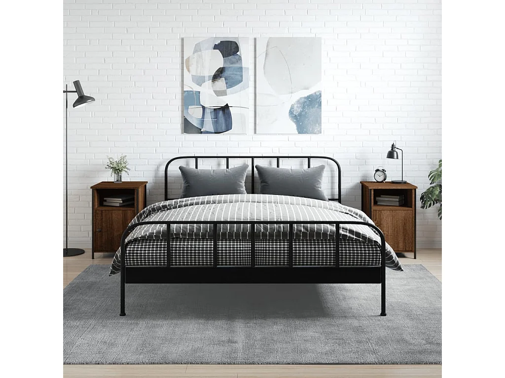 Lindra  Comodini Rovere Marrone 2 pz 40x42x60 cm Legno Multistrato