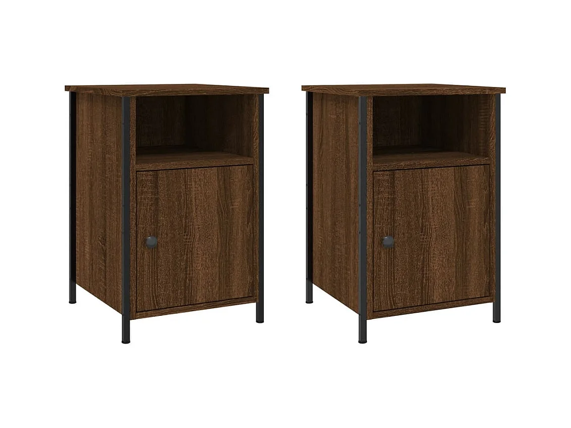 Lindra  Comodini Rovere Marrone 2 pz 40x42x60 cm Legno Multistrato