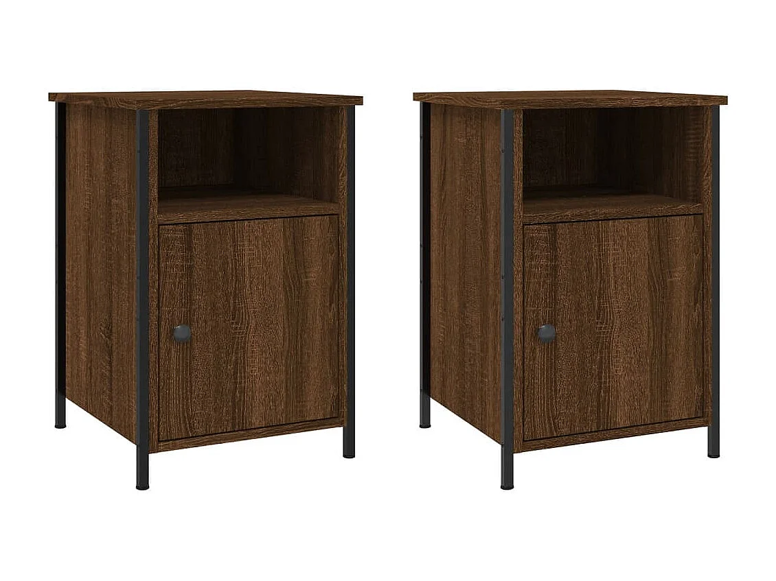 Lindra  Comodini Rovere Marrone 2 pz 40x42x60 cm Legno Multistrato