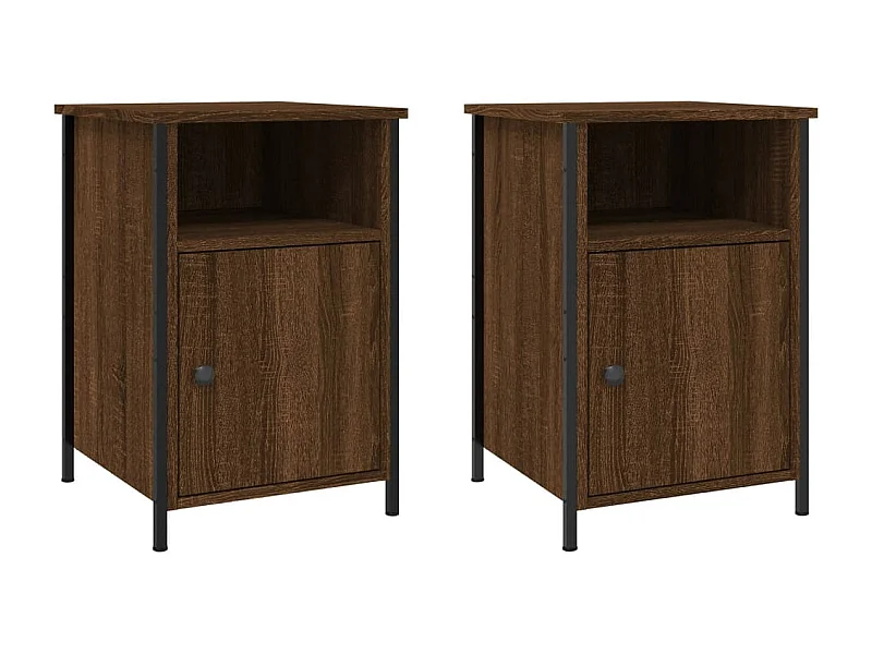 Lindra  Nachttische 2 Stk. Braun Eichen-Optik 40x42x60 cm Holzwerkstoff