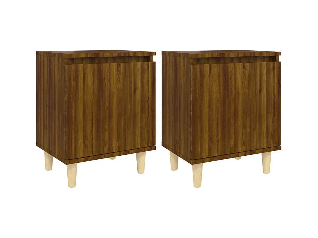 Zwolle  Tables de chevet pieds en bois 2 pcs Chêne marron 40x30x50 cm