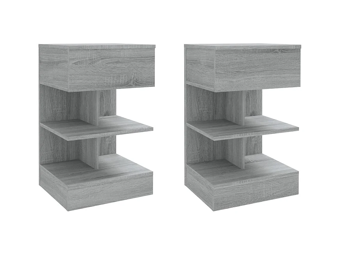 Beverly Hills  Tables de chevet 2 pcs Sonoma gris 40x35x65cm Bois d'ingénierie