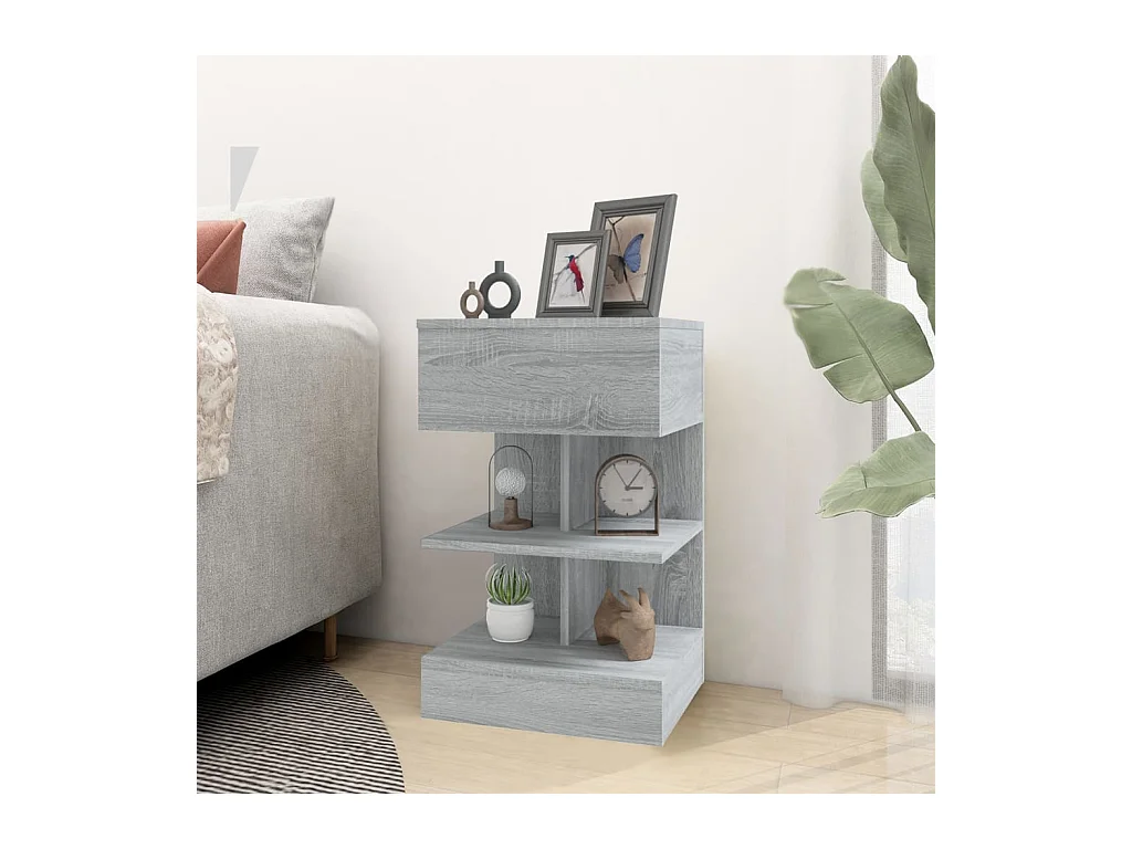 Beverly Hills  Tables de chevet 2 pcs Sonoma gris 40x35x65cm Bois d'ingénierie