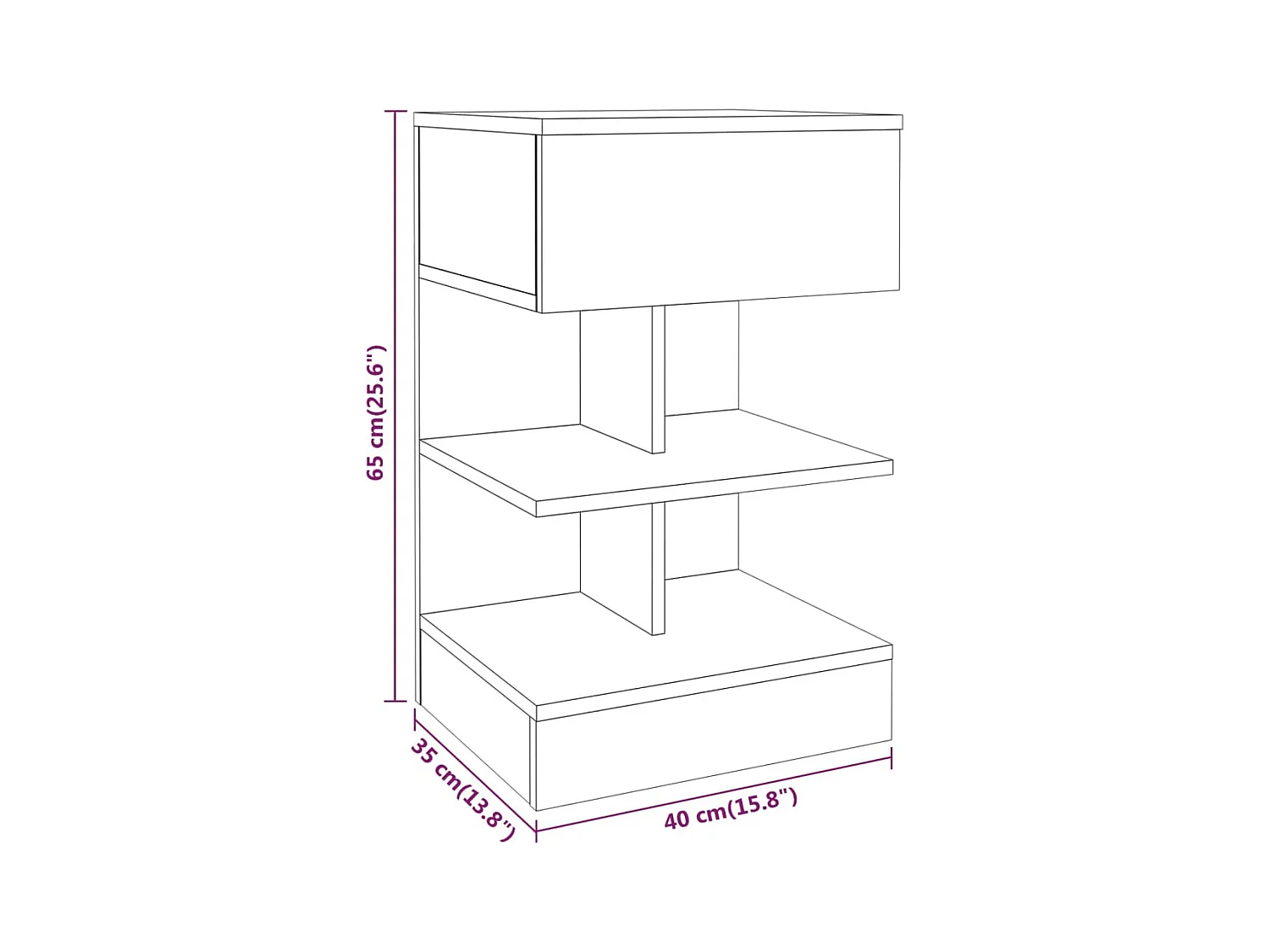 Beverly Hills  Tables de chevet 2 pcs Sonoma gris 40x35x65cm Bois d'ingénierie
