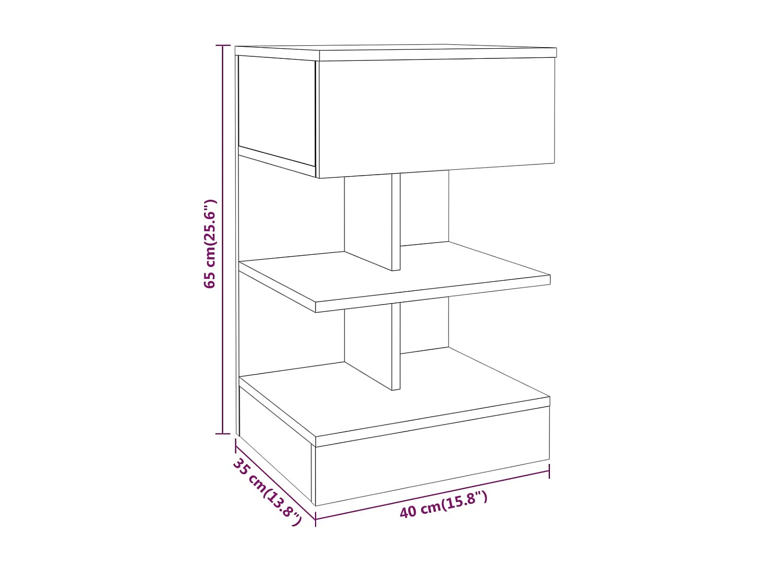 Beverly Hills  Tables de chevet 2 pcs Sonoma gris 40x35x65cm Bois d'ingénierie
