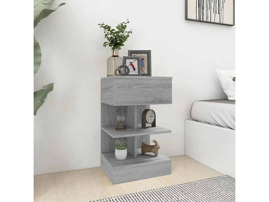 Beverly Hills  Tables de chevet 2 pcs Sonoma gris 40x35x65cm Bois d'ingénierie