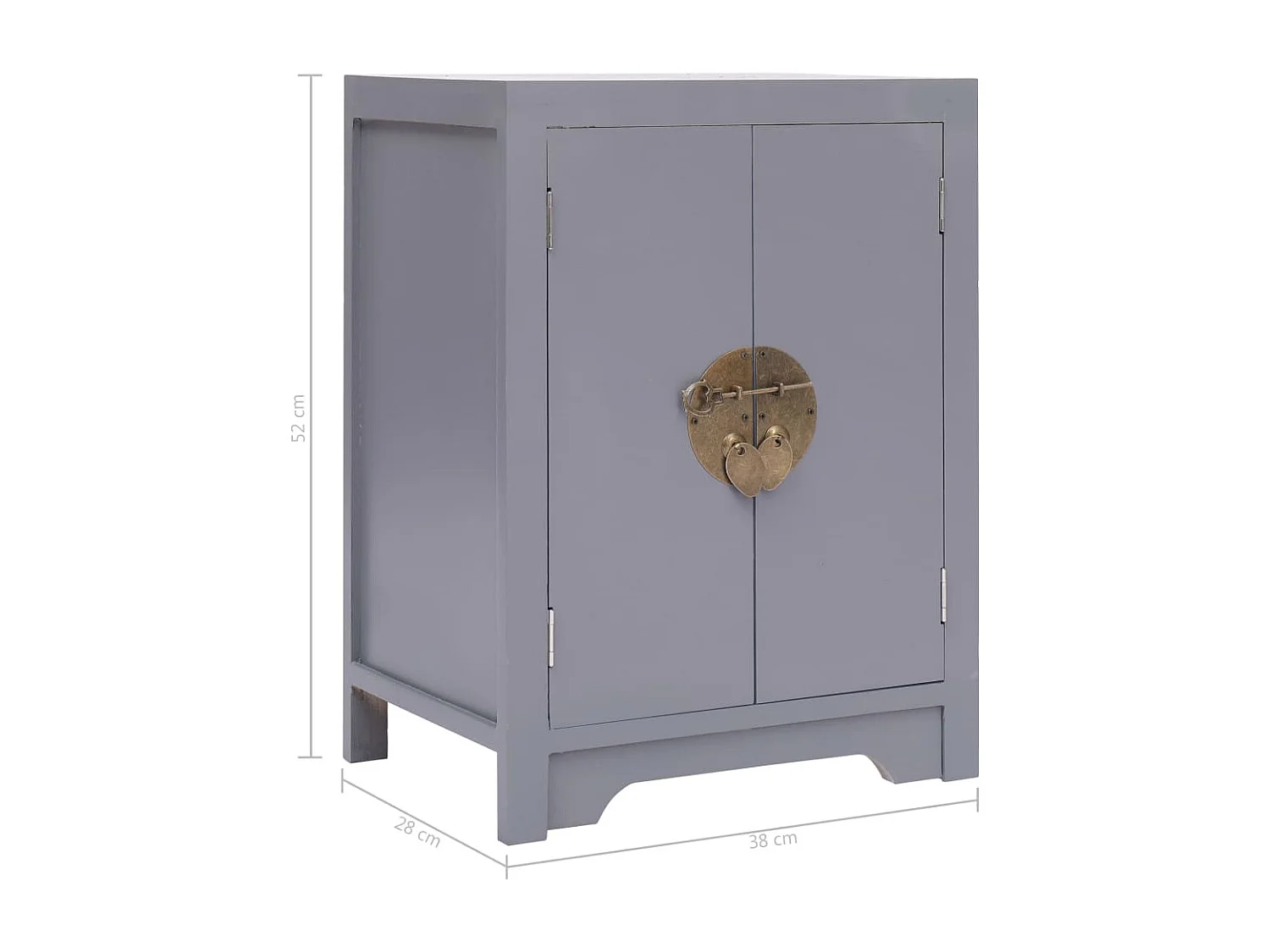 Andre-Paul  Table de chevet Gris 38x28x52 cm Bois de Paulownia