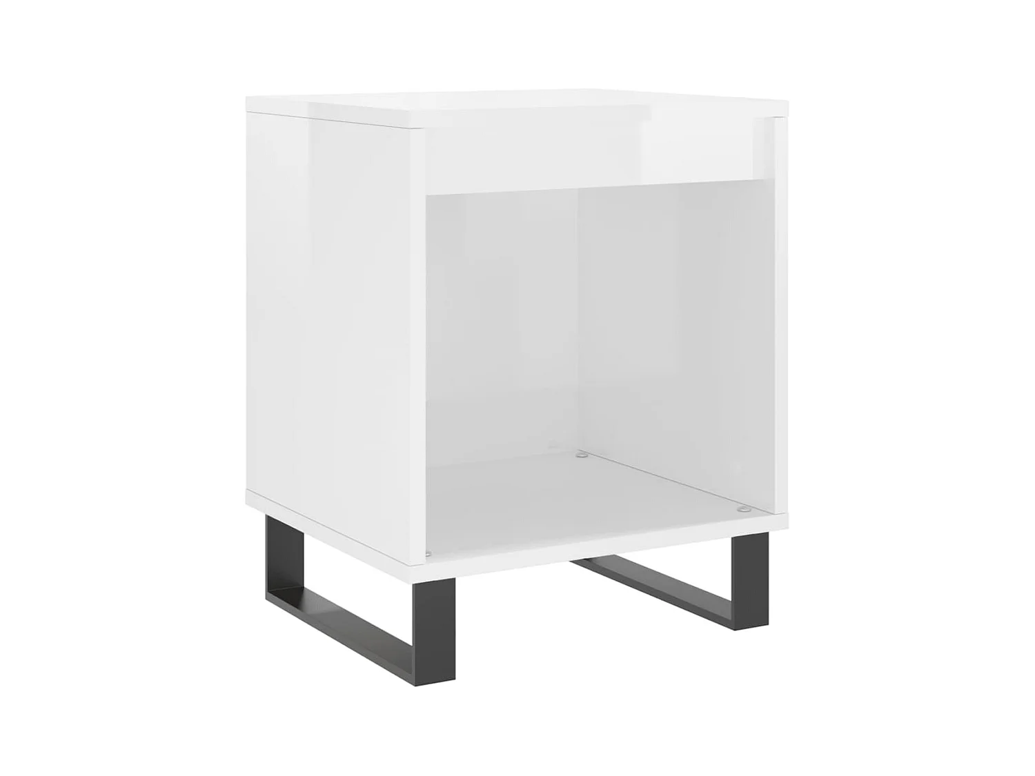 Orlando  Table de chevet Blanc brillant 40x35x50 cm Bois d’ingénierie