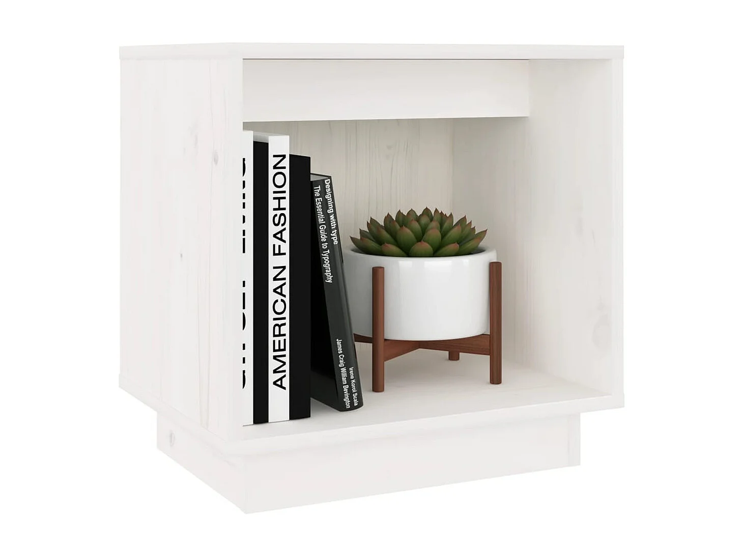 Kani  Table de chevet Blanc 40x30x40 cm Bois de pin solide