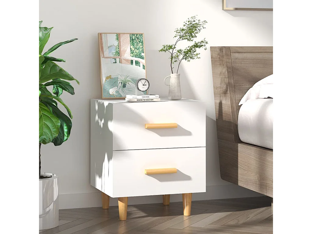 Ferrara  Table de chevet Blanc 40x35x47,5 cm