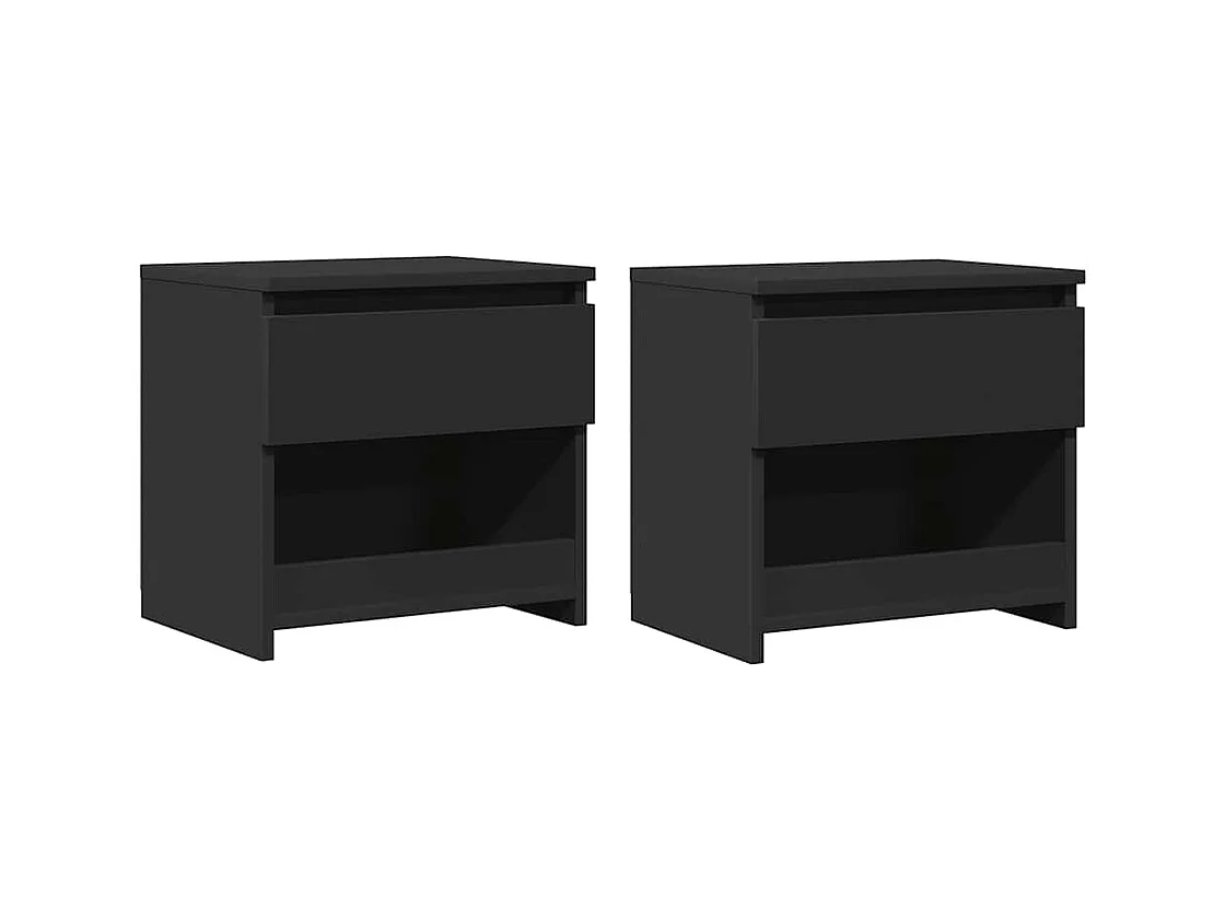 Elle  Tables de chevet 2 pcs Noir 40x30x39 cm Aggloméré