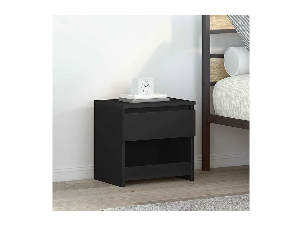 Elle  Tables de chevet 2 pcs Noir 40x30x39 cm Aggloméré