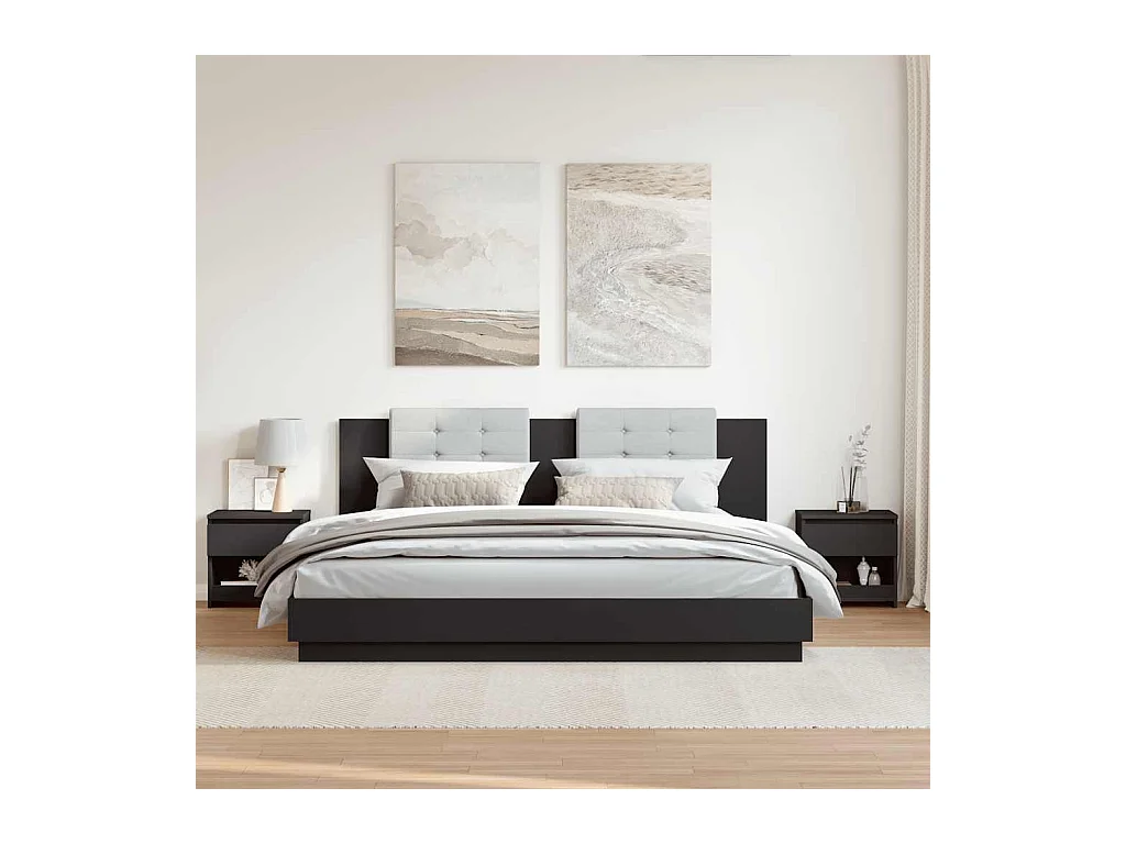 Elle  Tables de chevet 2 pcs Noir 40x30x39 cm Aggloméré