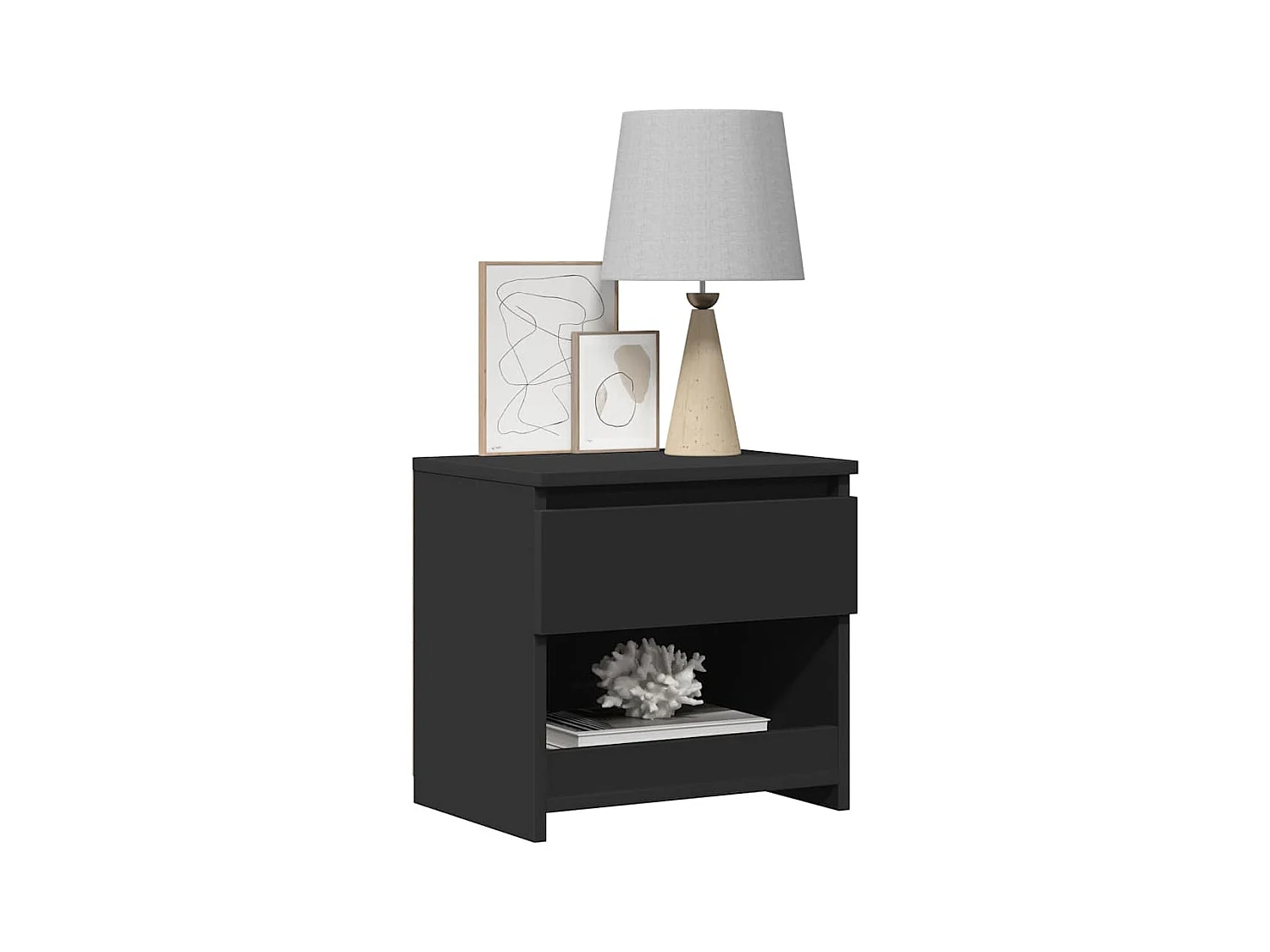 Elle  Tables de chevet 2 pcs Noir 40x30x39 cm Aggloméré