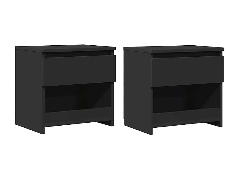 Elle  Tables de chevet 2 pcs Noir 40x30x39 cm Aggloméré