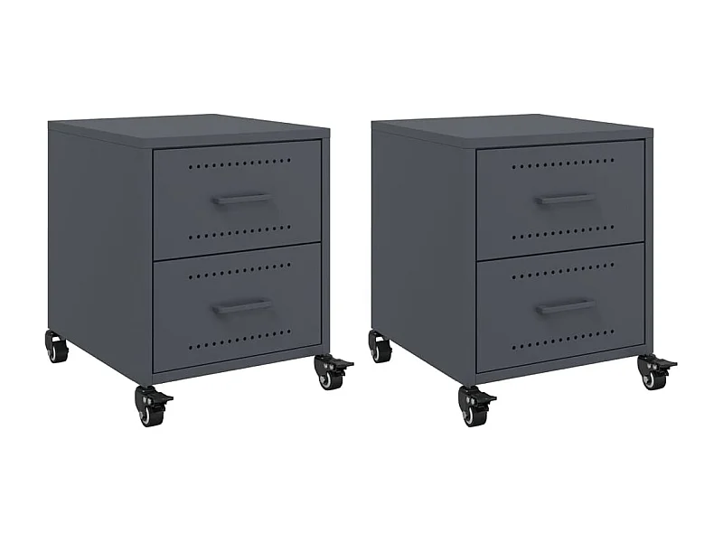 Roanoke  Tables de chevet 2 pcs anthracite 36x39x43,5 cm acier