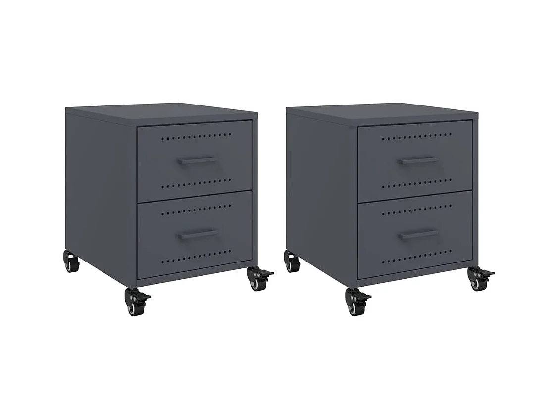 Roanoke  Tables de chevet 2 pcs anthracite 36x39x43,5 cm acier