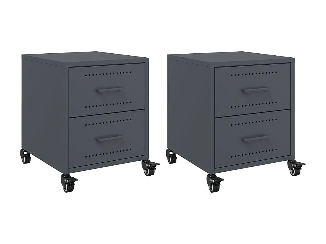 Roanoke  Tables de chevet 2 pcs anthracite 36x39x43,5 cm acier