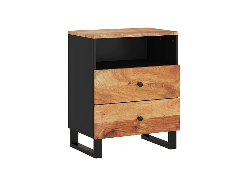 Glynnor  Table de chevet 50x33x62cm Bois d'acacia solide et d'ingénierie