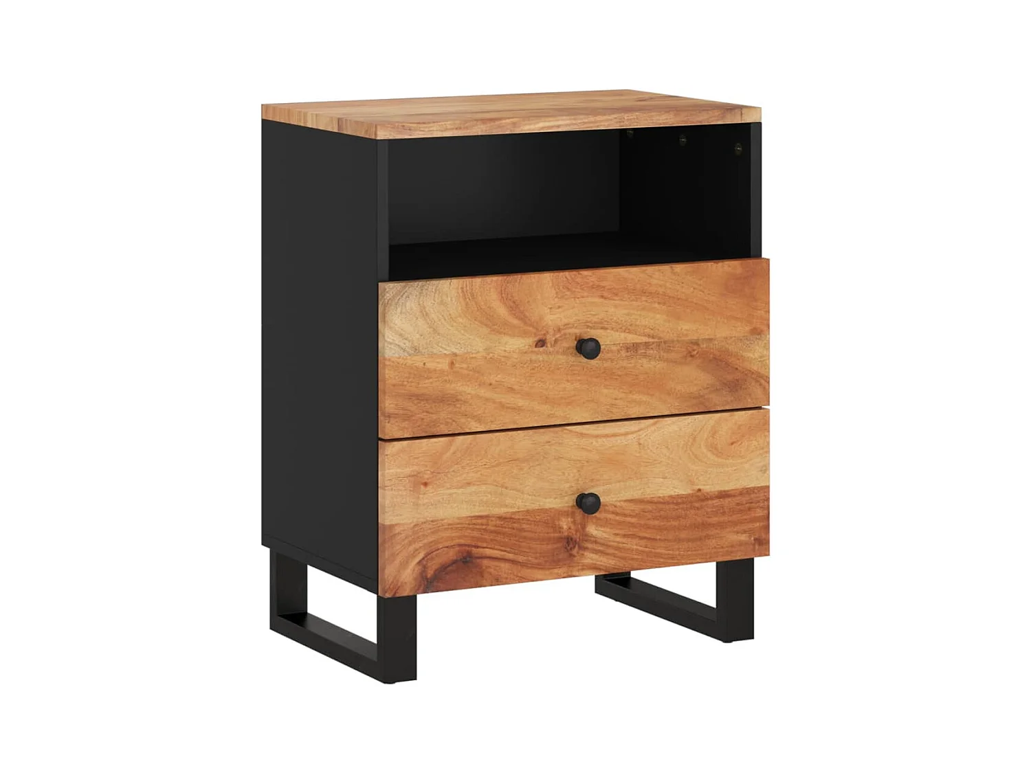 Glynnor  Table de chevet 50x33x62cm Bois d'acacia solide et d'ingénierie