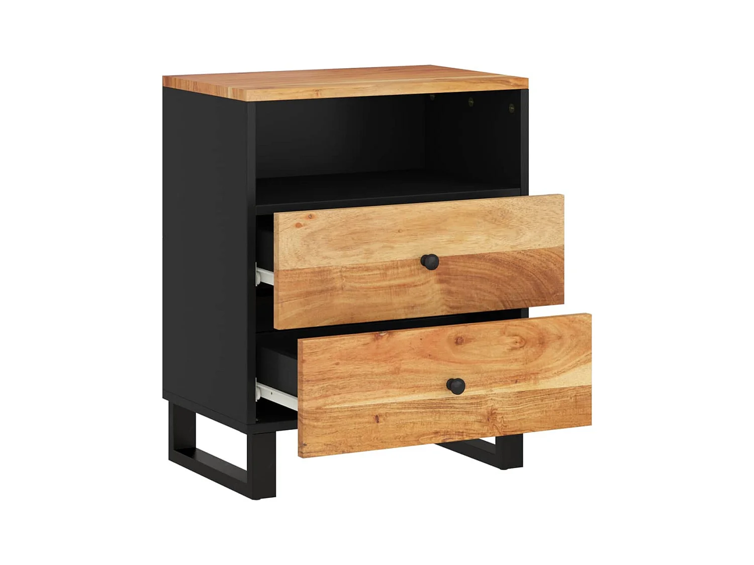 Glynnor  Table de chevet 50x33x62cm Bois d'acacia solide et d'ingénierie