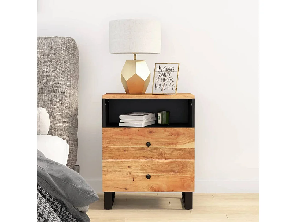 Glynnor  Nachttisch 50x33x62 cm Massivholz Akazie & Holzwerkstoff