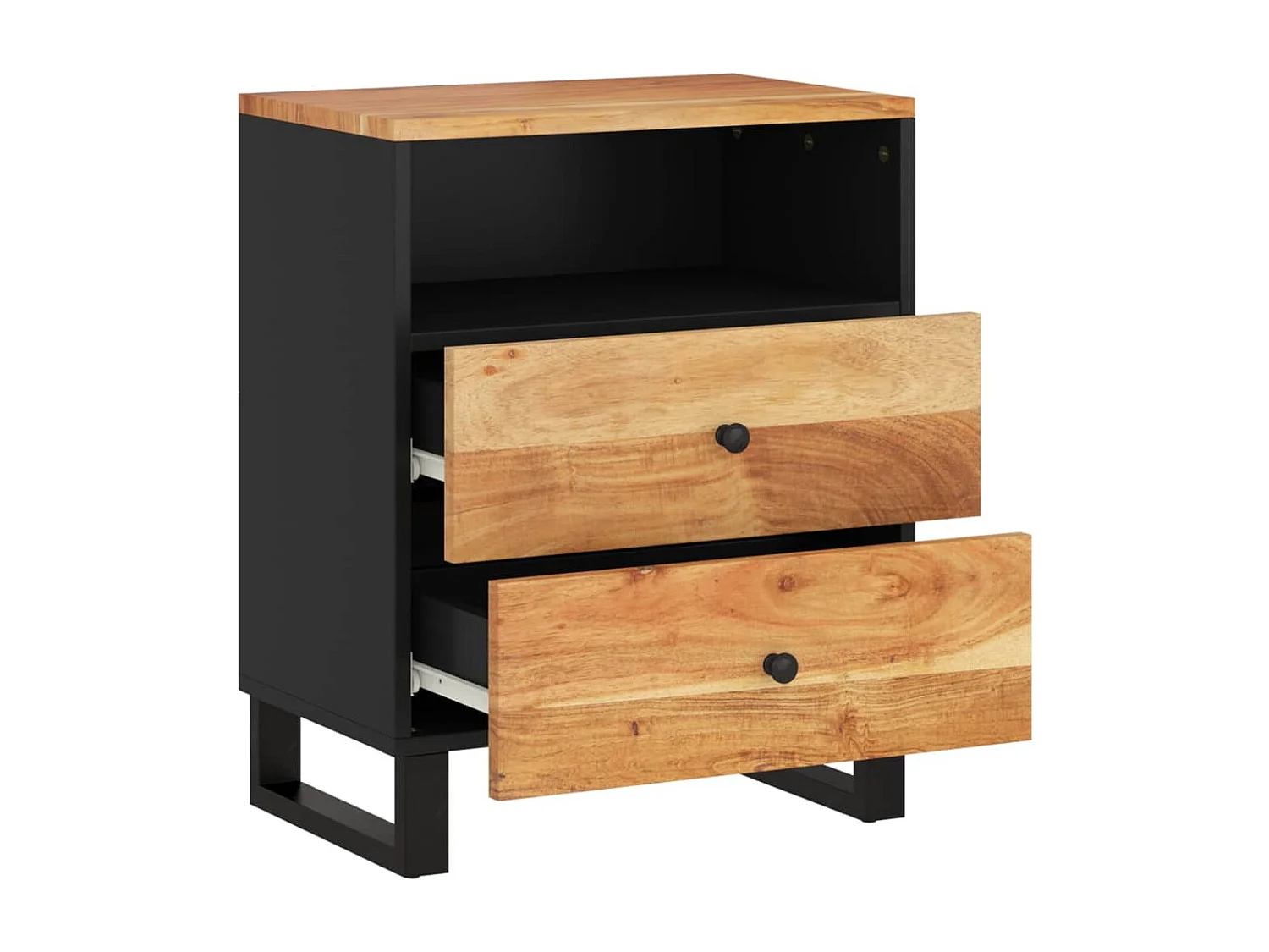 Glynnor  Nachttisch 50x33x62 cm Massivholz Akazie & Holzwerkstoff