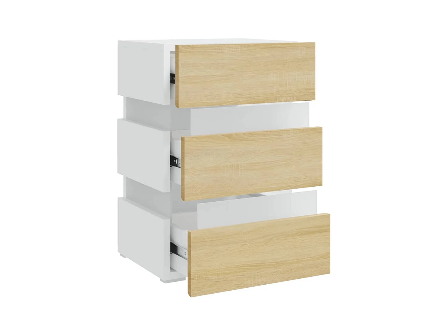 Mohn  Table de chevet à LED Blanc et chêne sonoma 45x35x67 cm