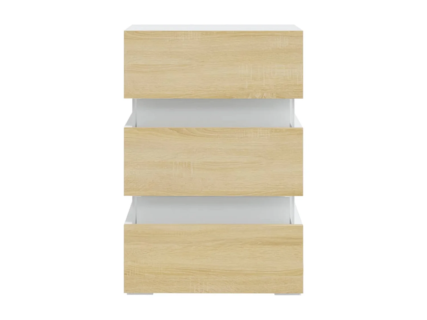 Mohn  Table de chevet à LED Blanc et chêne sonoma 45x35x67 cm