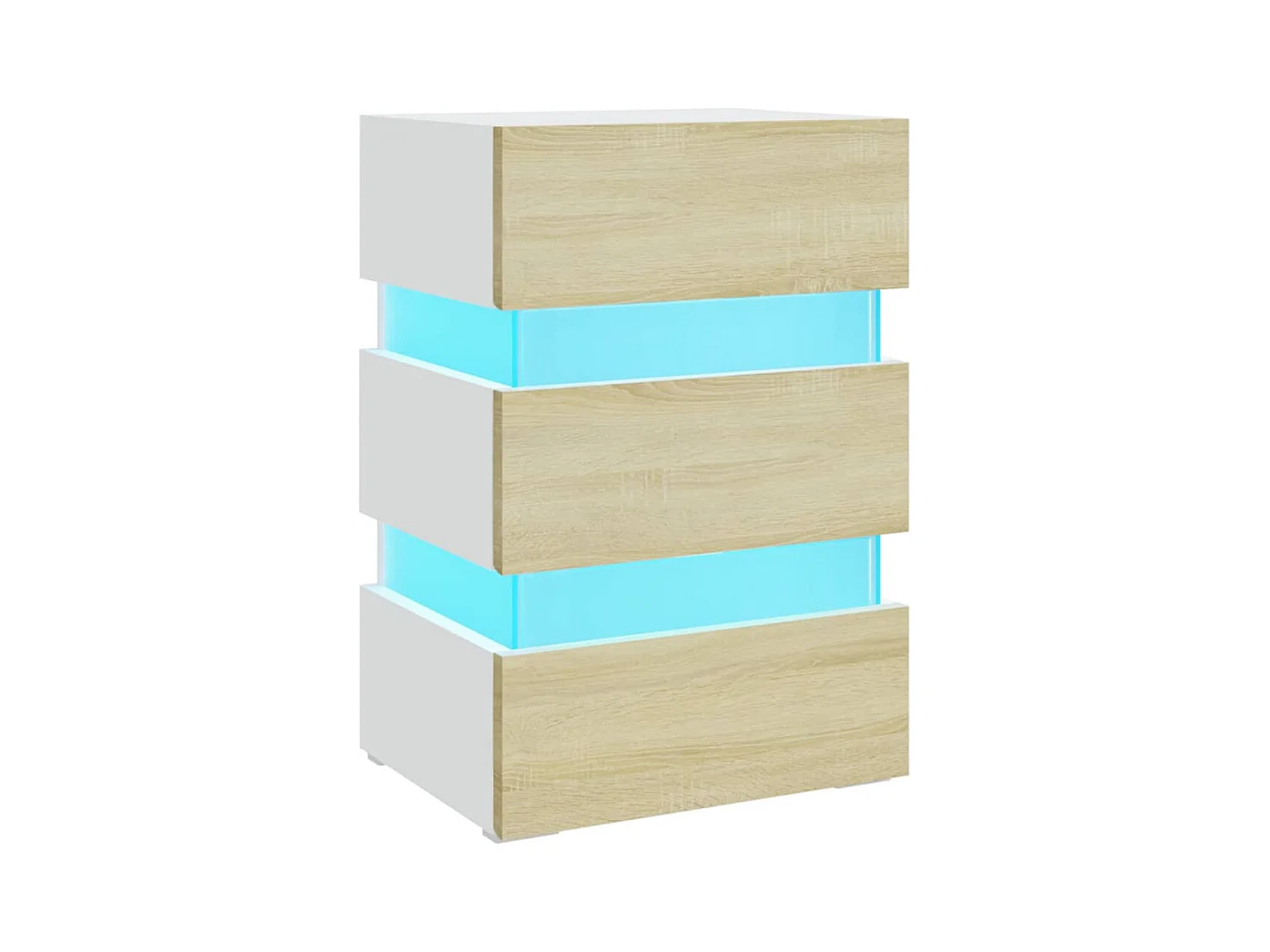 Mohn  Table de chevet à LED Blanc et chêne sonoma 45x35x67 cm