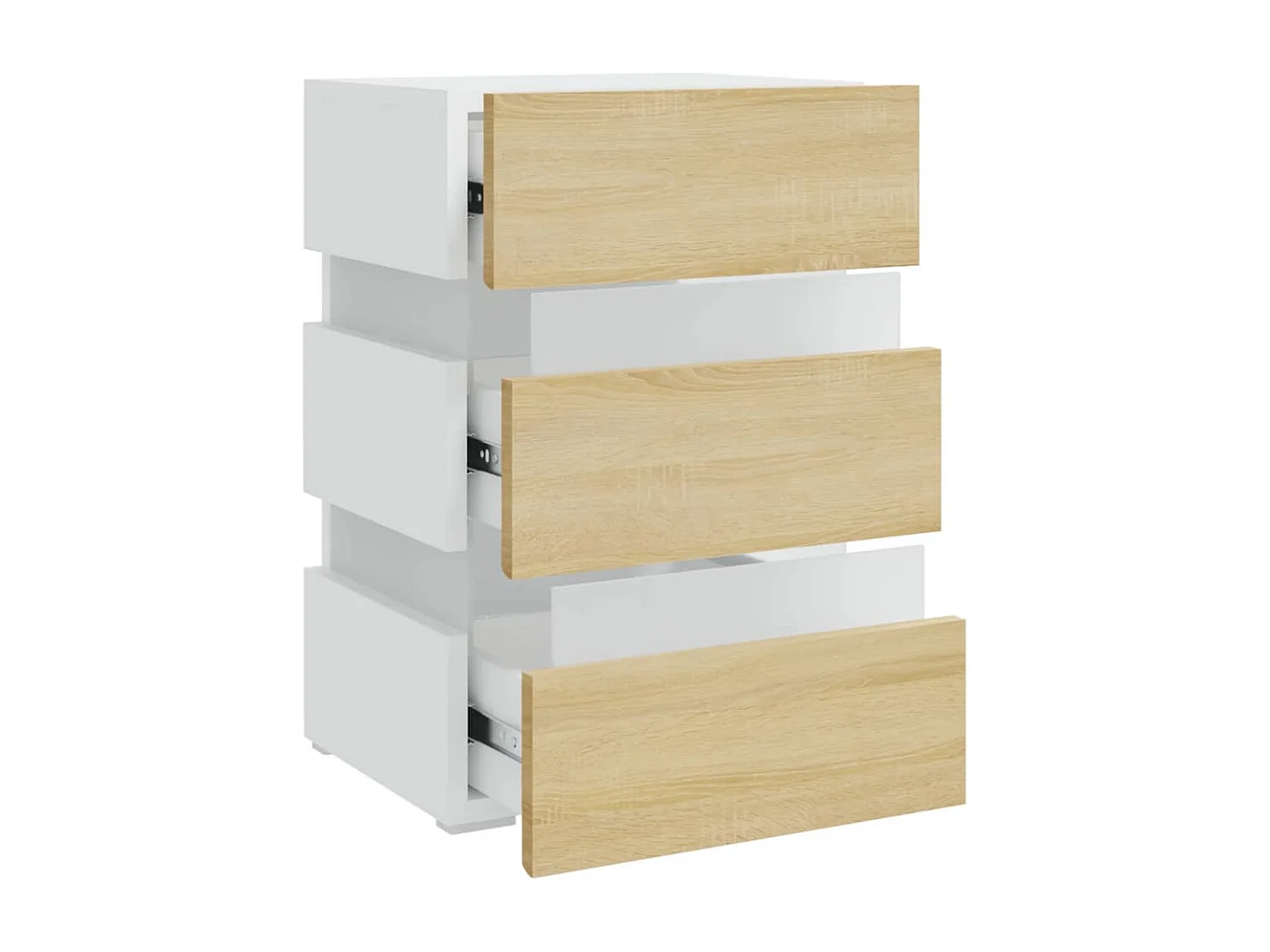 Mohn  LED-Nachttisch Weiß und Sonoma-Eiche 45x35x67 cm Holzwerkstoff