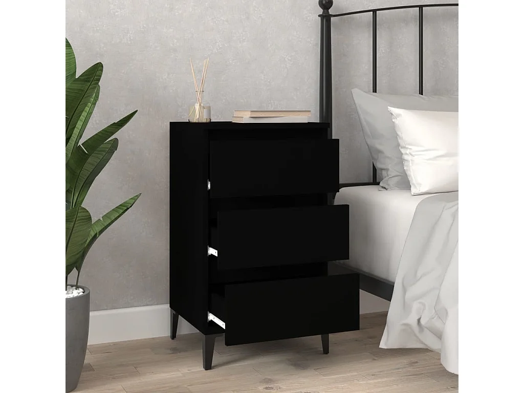 Darby  Table de chevet noir 40x35x70 cm bois d’ingénierie