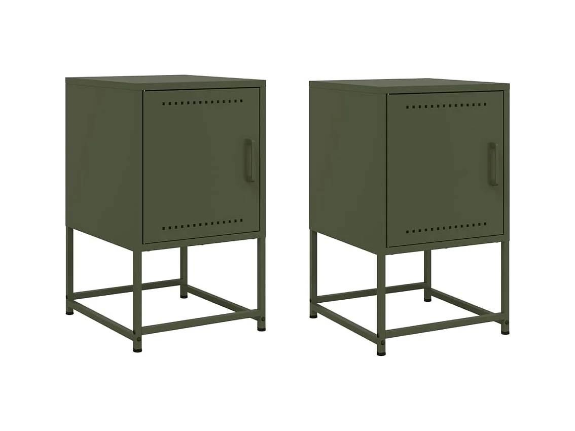 Leandro Maurizio  Tables de chevet 2 pcs vert olive 36x39x60,5 cm acier