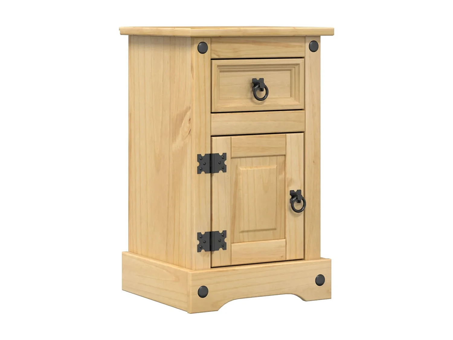 Prolenta Premium -  Mesita de noche Corona madera maciza de pino 35x32,5x58 cm