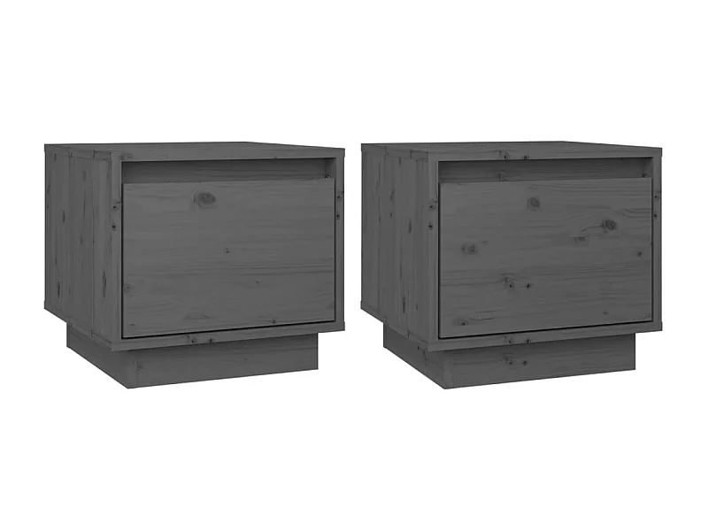 Vidgar  Tables de chevet 2 pcs Gris 35x34x32 cm Bois de pin solide