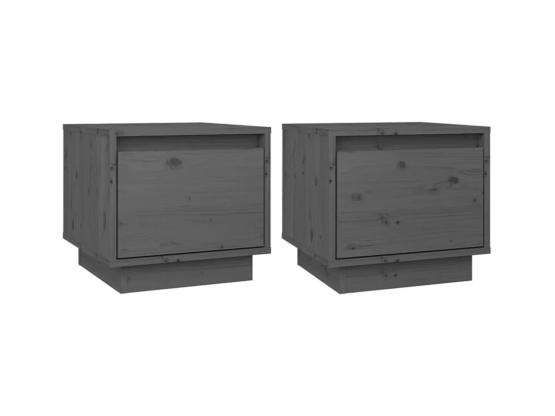 Vidgar  Tables de chevet 2 pcs Gris 35x34x32 cm Bois de pin solide