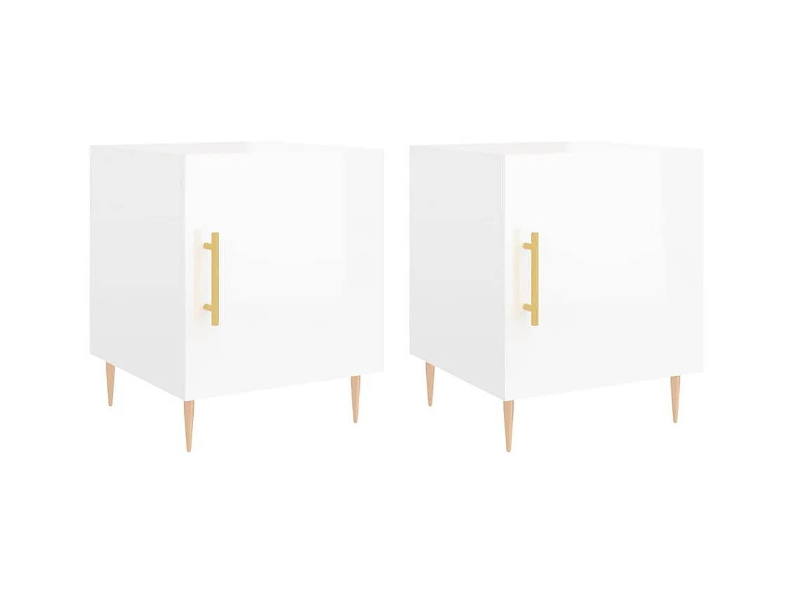Omar  Tables de chevet 2 pcs blanc brillant 40x40x50 cm
